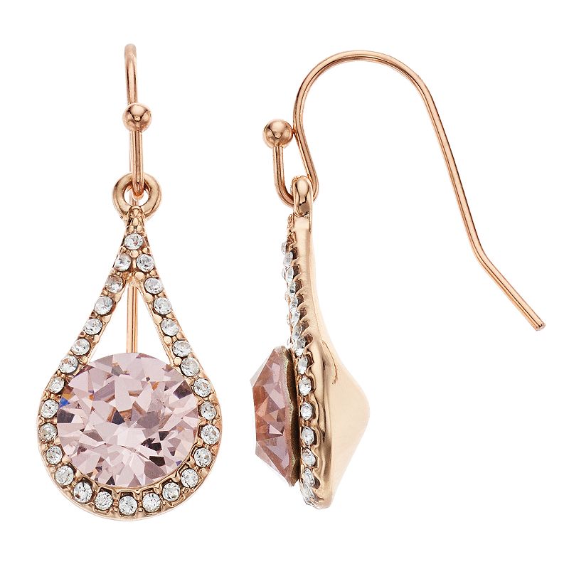 Brilliance Crystal Drop Earrings, Womens, Pink