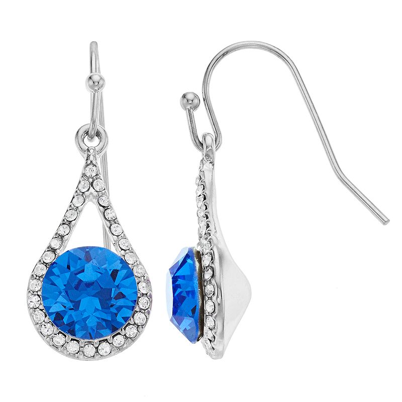 Brilliance Crystal Drop Earrings, Womens, Blue