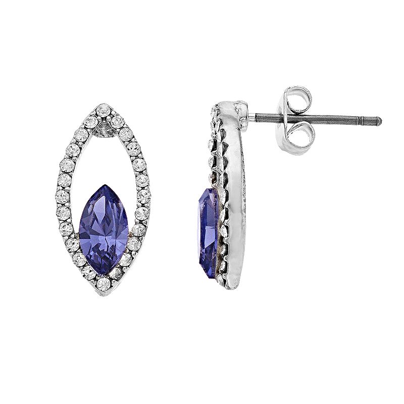 Brilliance Crystal Marquise Stud Earrings, Womens, Purple