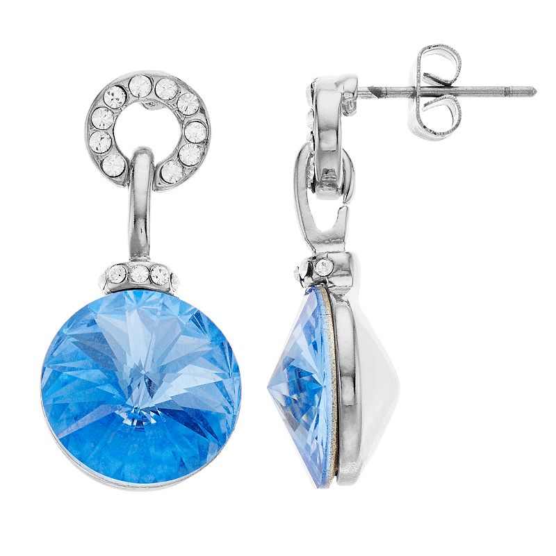 Brilliance Crystal Charm Drop Earrings, Womens, Blue
