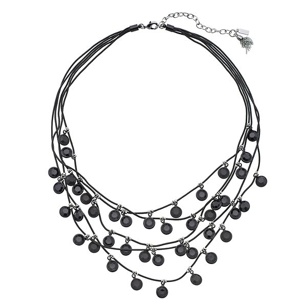 Simply Vera Vera Wang 17 Black Crystal Frontal Necklace with 6pk Earrings  set