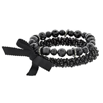 Simply Vera Vera Wang Black Bead Stretch Bracelet Set