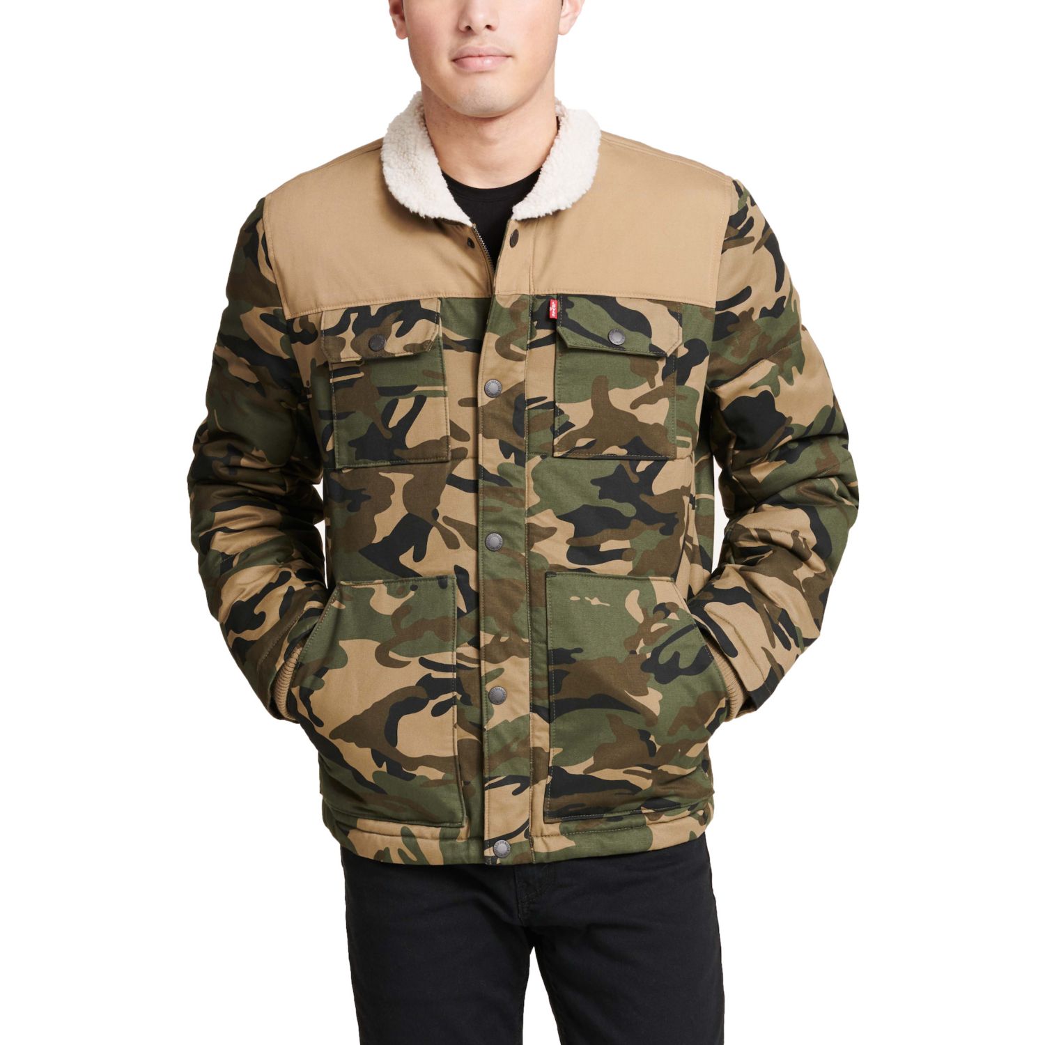 levi's faux shearling lined hooded military jacket