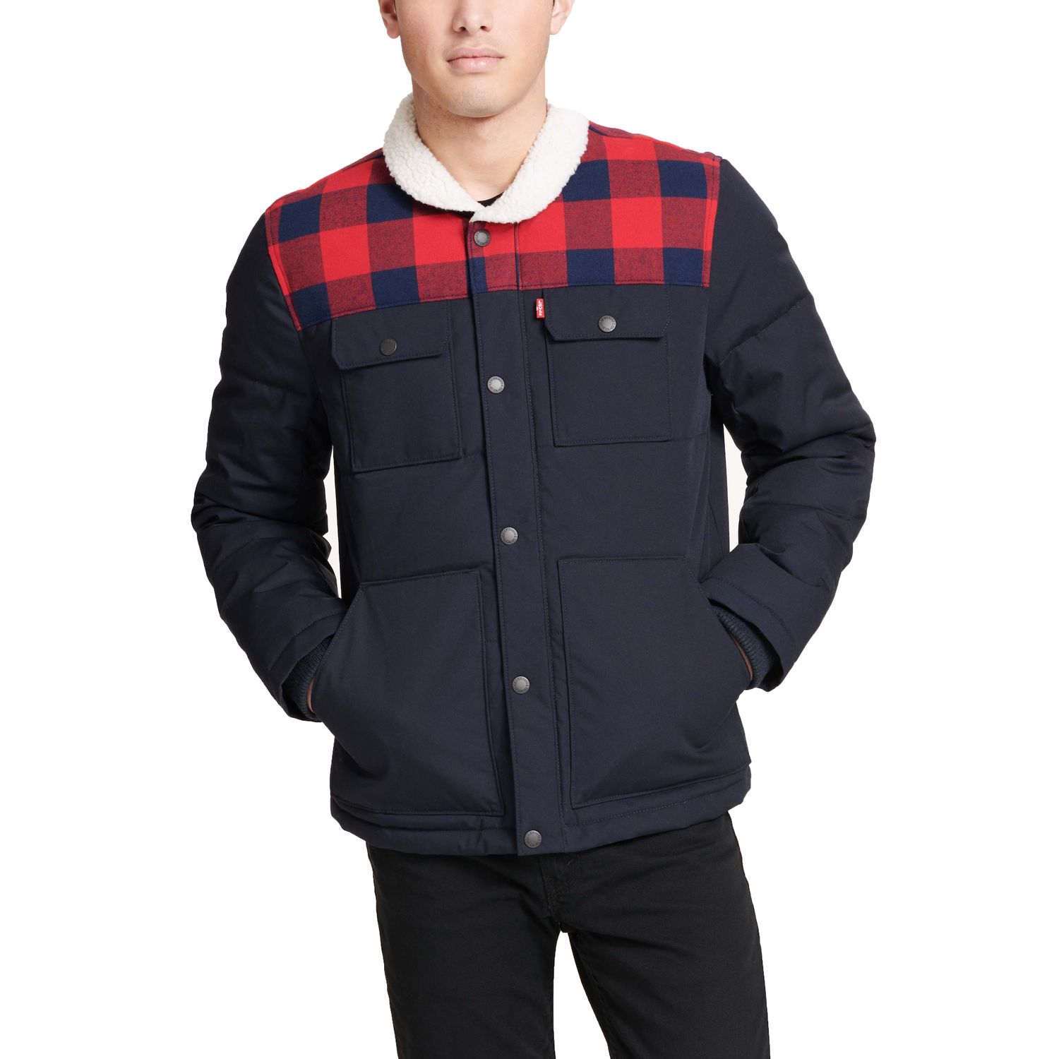 Image for Levi's Men's Woodsman Arctic Cloth Sherpa-Collar Quilted Trucker Jacket at Kohl's.