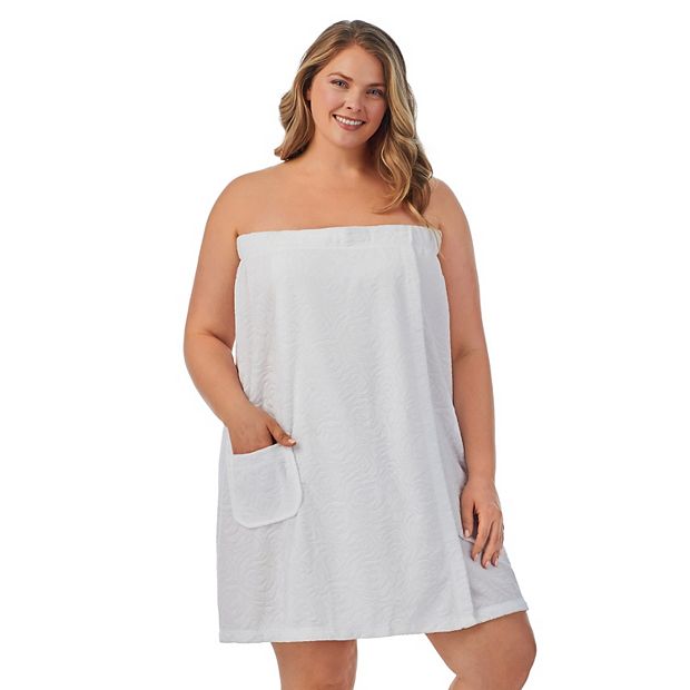 Plus Size Stan Herman Textured Terry Shower Wrap, Women's, Size: 1XL/2XL, White