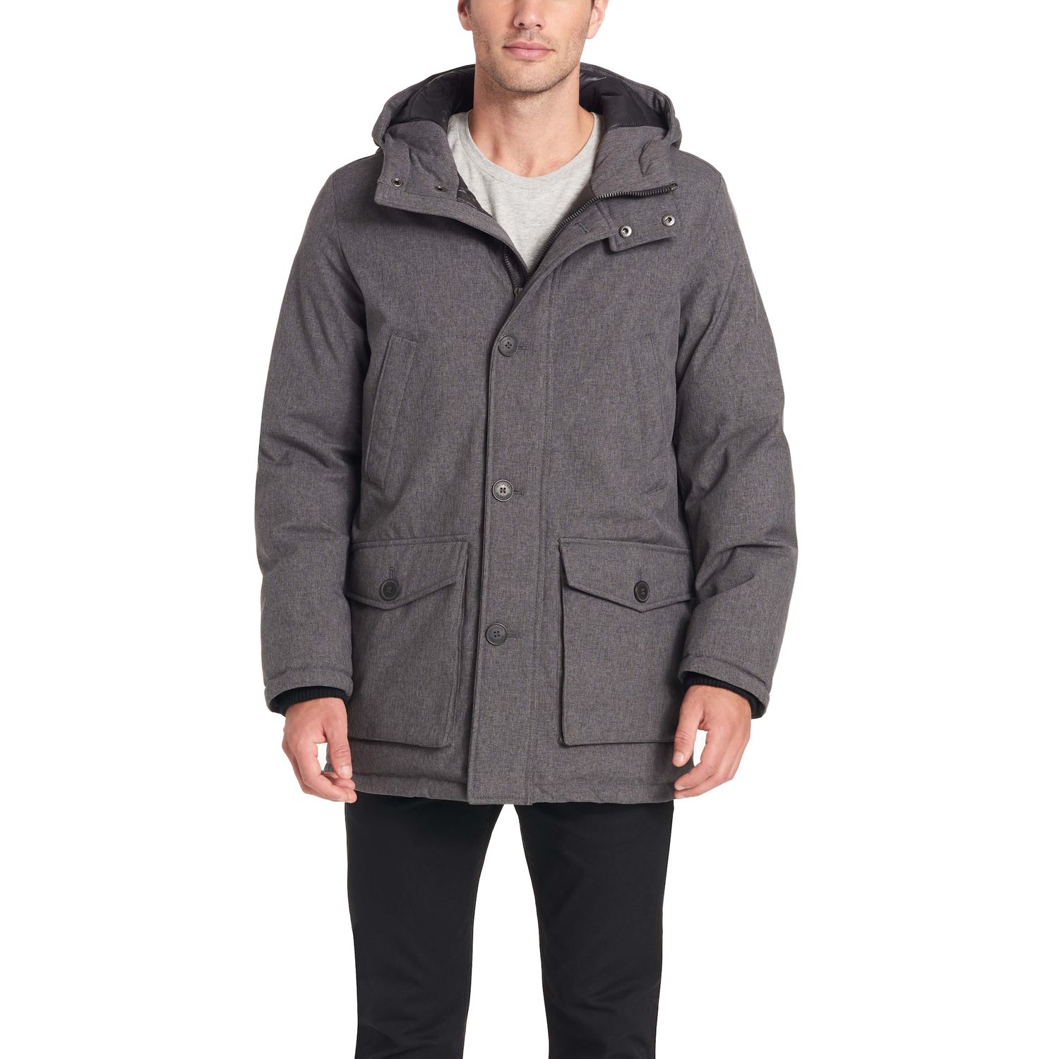 dockers men's microtwill long hooded parka