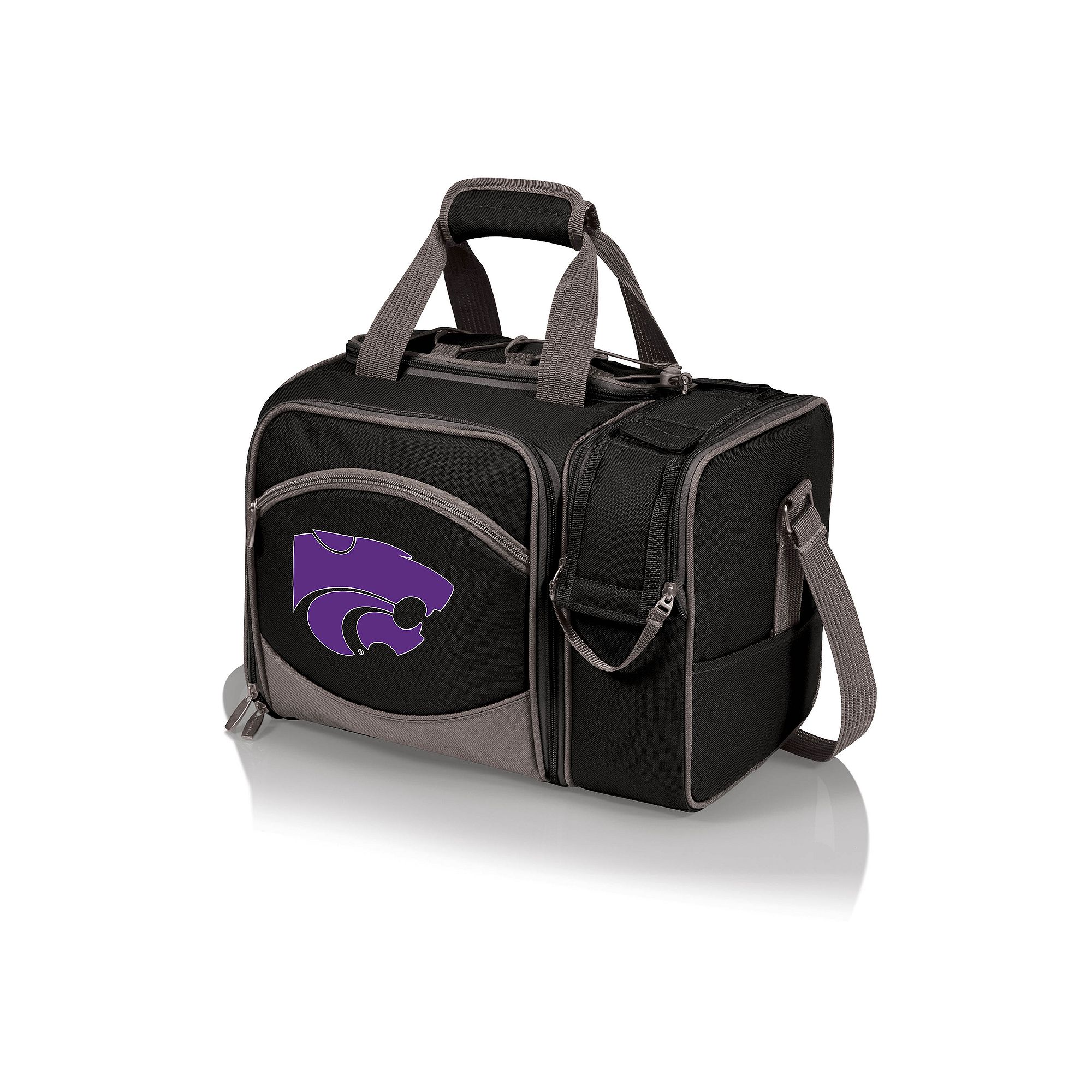 Picnic Time Kansas State Wildcats Malibu Picnic Basket Cooler Set, Black