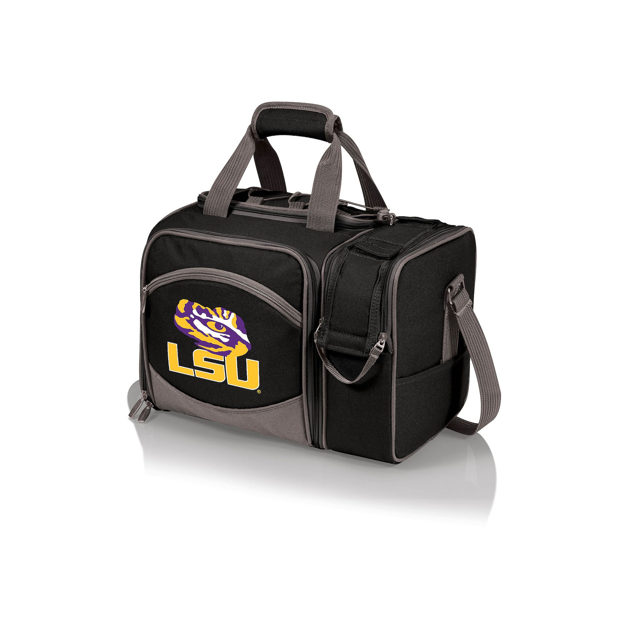 Picnic Time LSU Tigers Malibu Picnic Basket Cooler Set, Black
