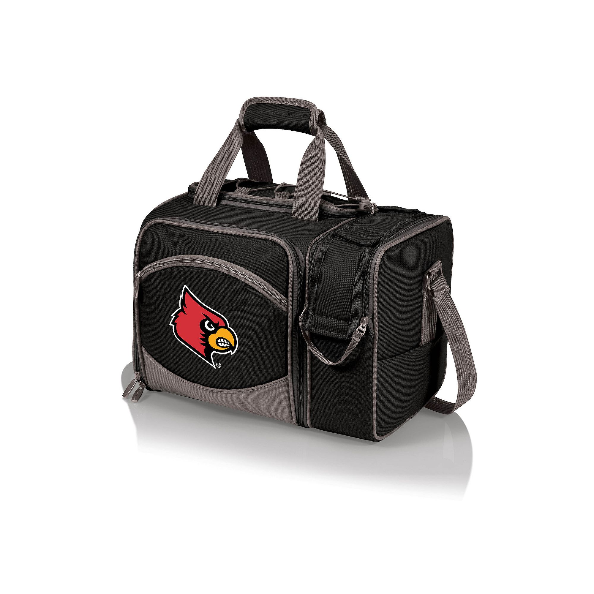 Picnic Time Louisville Cardinals Malibu Picnic Basket Cooler Set, Black