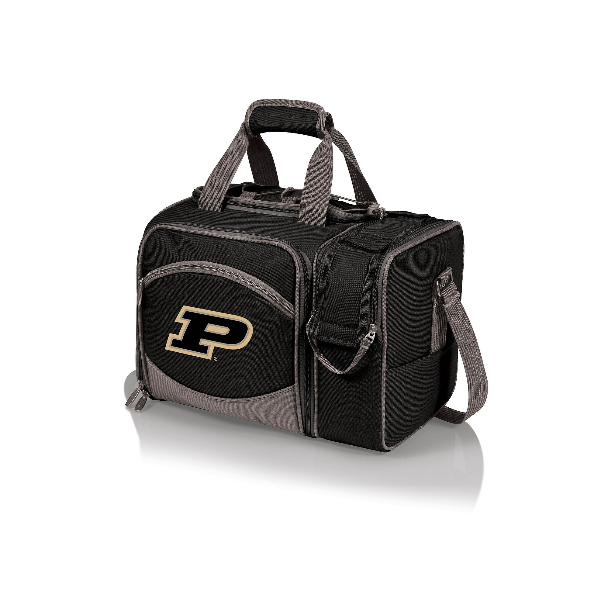 Picnic Time Purdue Boilermakers Malibu Picnic Basket Cooler Set, Black