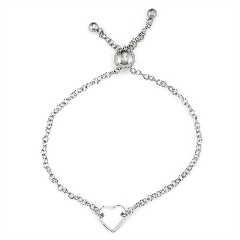 Charming Girl Heart Adjustable Bracelet, Womens, White