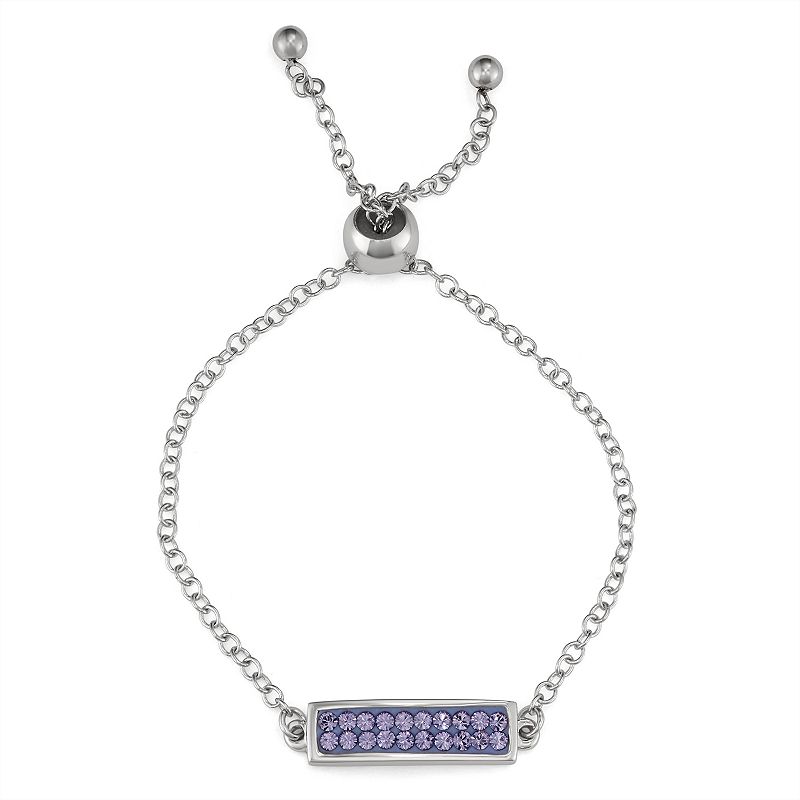 Charming Girl Purple Crystal Bar Adjustable Bracelet, Womens