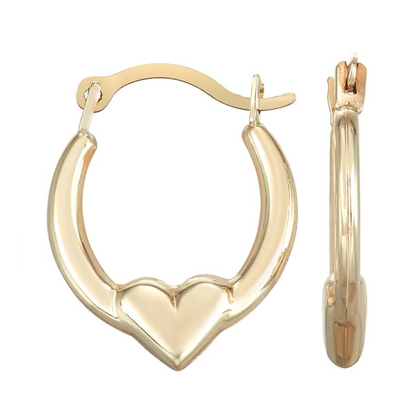 Charming Girl 14k Gold Heart Hoop Earrings