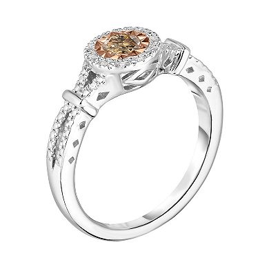 Sterling Silver 1/4 Carat T.W. Colored Diamond Halo Ring