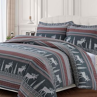 Tribeca Living Heavyweight Printed Cotton Flannel Duvet Set