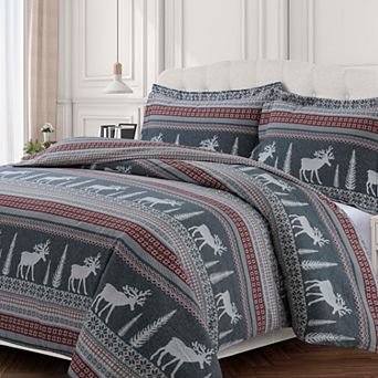 Tribeca Living Heavyweight Printed Cotton Flannel Duvet Set