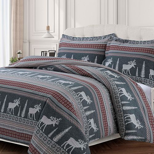 Heavyweight Printed Cotton Flannel Duvet Cover Set