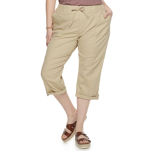 Juniors' Plus Size SO® Knit Waist Roll Tab Hem Skimmer Pants