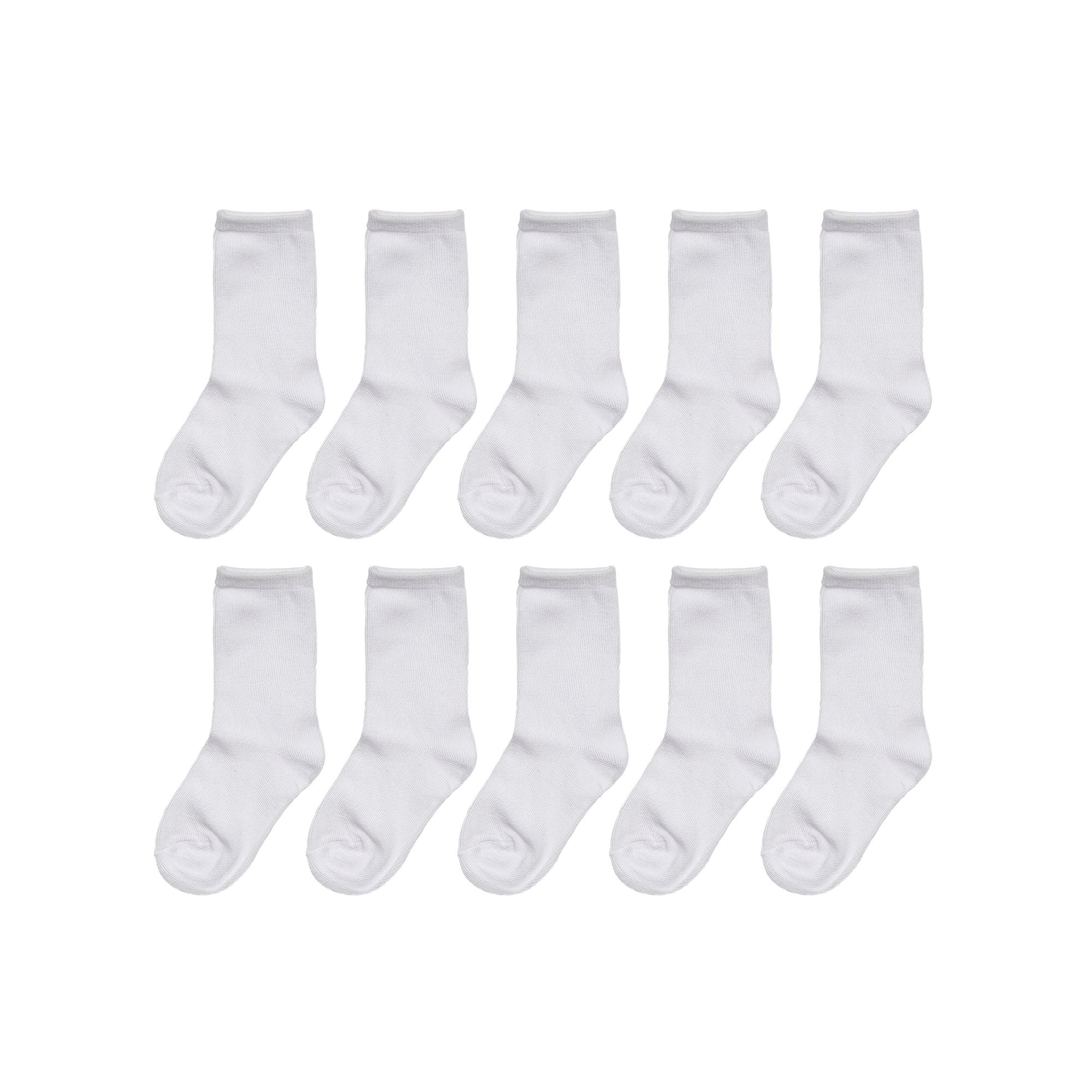 SO® Girls 10-pack Solid Crew Socks, Girls, Size: 6-7 1/2, White