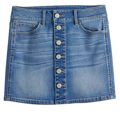 Girls 7 16 Plus Size SO Button Jean Skirt