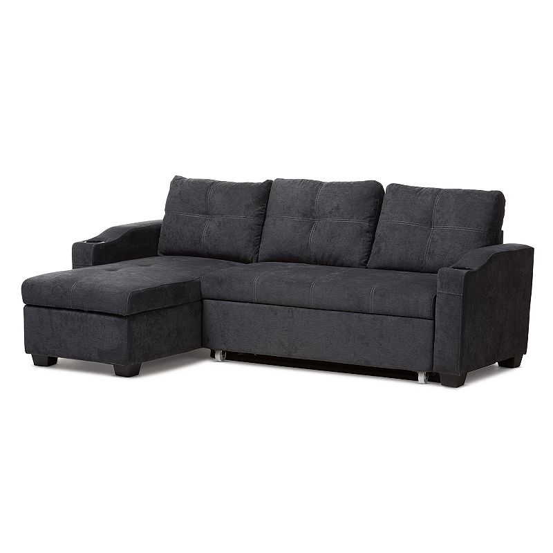 Baxton Studio Modern Sectional Sofa Sleeper, Dark Grey