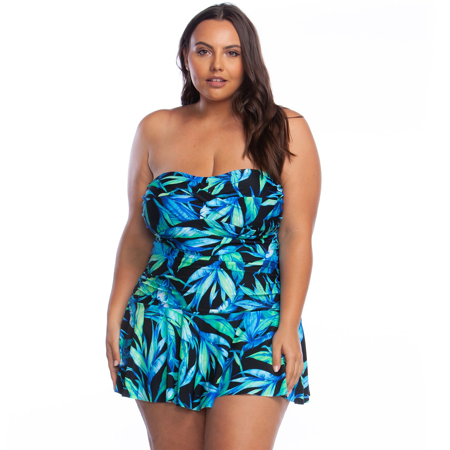 strapless swim dress plus size