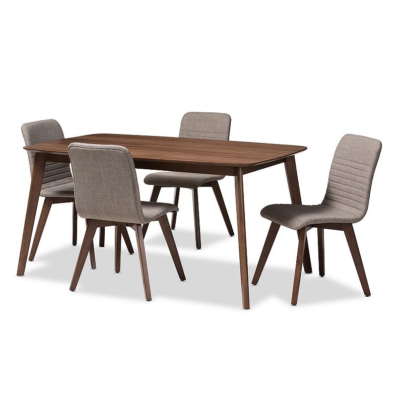 Baxton Studio Mid-Century Textured Upholstered Chair & Table Dining 5-piece