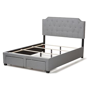 Baxton Studio Modern Gray Button-Tufted Storage Bed