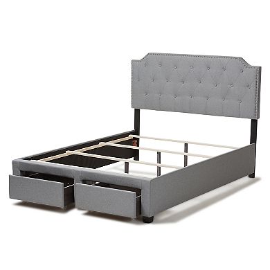 Baxton Studio Modern Gray Button-Tufted Storage Bed