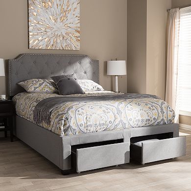 Baxton Studio Modern Gray Button-Tufted Storage Bed