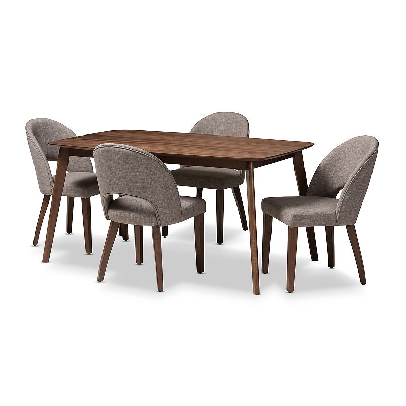 Baxton Studio Mid-Century Rounded Chair & Table Dining 5-piece Set, Multico