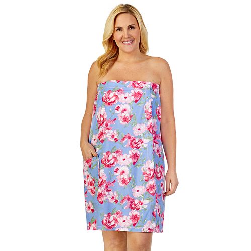 Plus Size Stan Herman Floral Terry Shower Wrap
