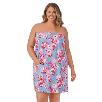 Plus Size Stan Herman Floral Vintage Terry Shower Wrap