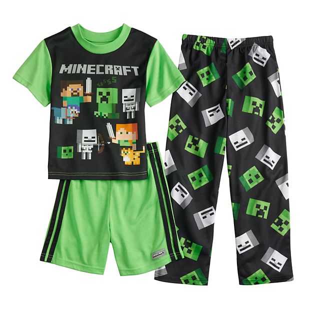 Boys 6 12 Minecraft Creeper 3 Piece Pajama Set