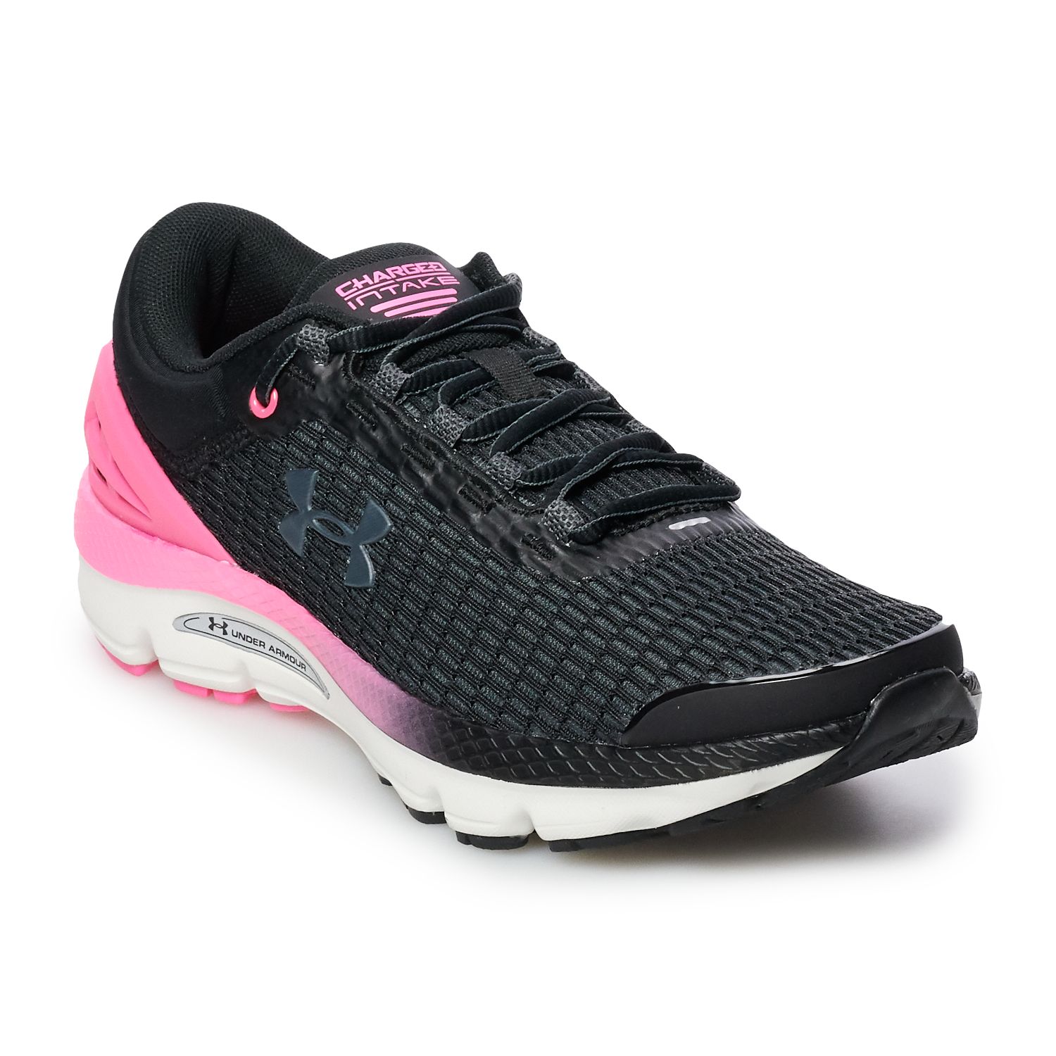 black and pink under armour shoes