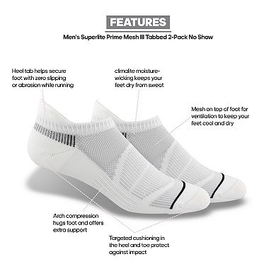 Men's adidas 2-Pack Superlite Prime Mesh III No-Show Socks