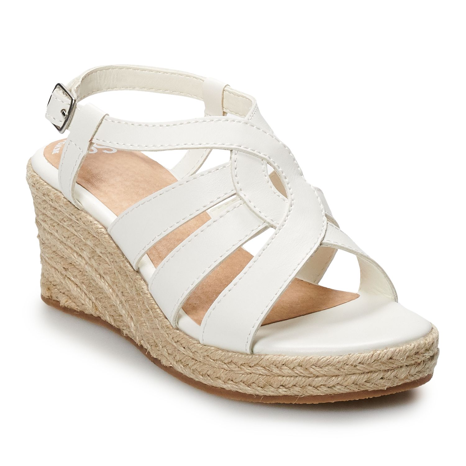 girls white wedge sandals