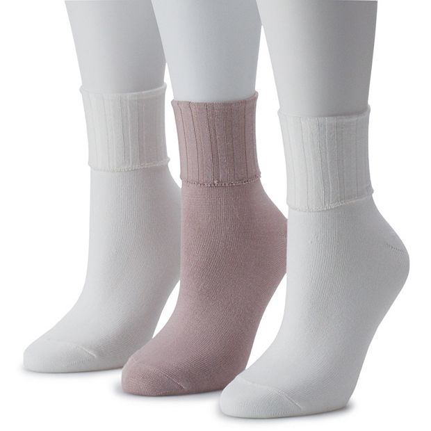 Women's Chunky Turn Cuff 3pk Crew Socks - Universal Thread™ Black/white  4-10 : Target