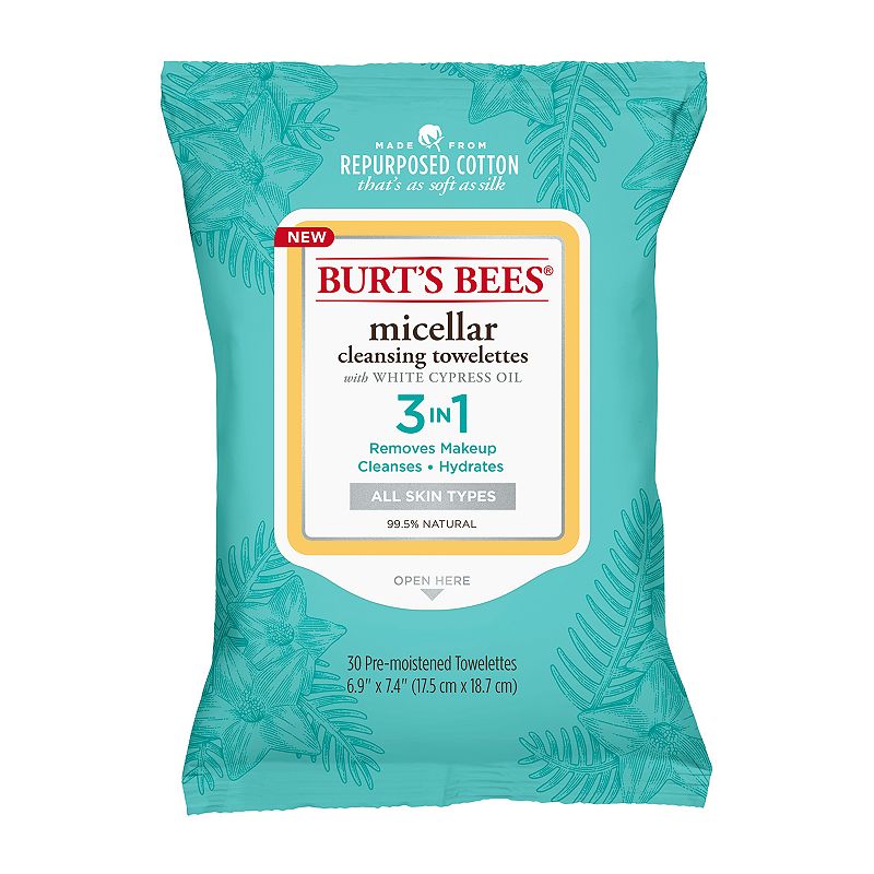 Burt s Bees Micellar 3 in 1 Facial Towelettes with Coconut and Lotus Water  Makeup Remover Wipes  30 Count