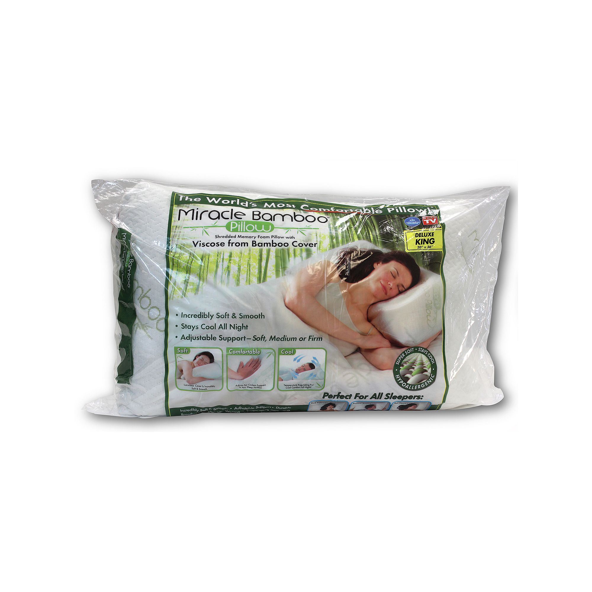 Miracle Bamboo 3-in-1 Pillow - Made with Viscose from Bamboo, White