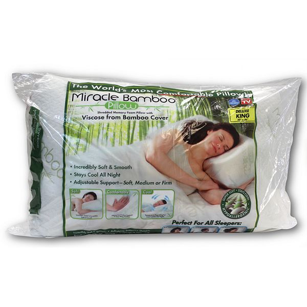 As Seen on TV Miracle Bamboo Pillow, Queen Shredded Memory Foam Pillow with Viscose from Bamboo Cover