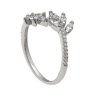 PRIMROSE Sterling Silver Marquise Cubic Zirconia Cluster Bypass Ring