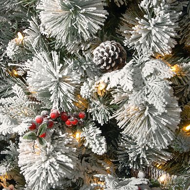 National Tree Company 7.5-ft. Pre-Lit Flocked Bedford Pine Artificial ...