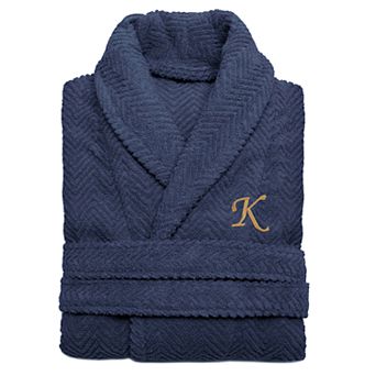 Linum Home Textiles Turkish Cotton Personalized Herringbone Weave Bathrobe