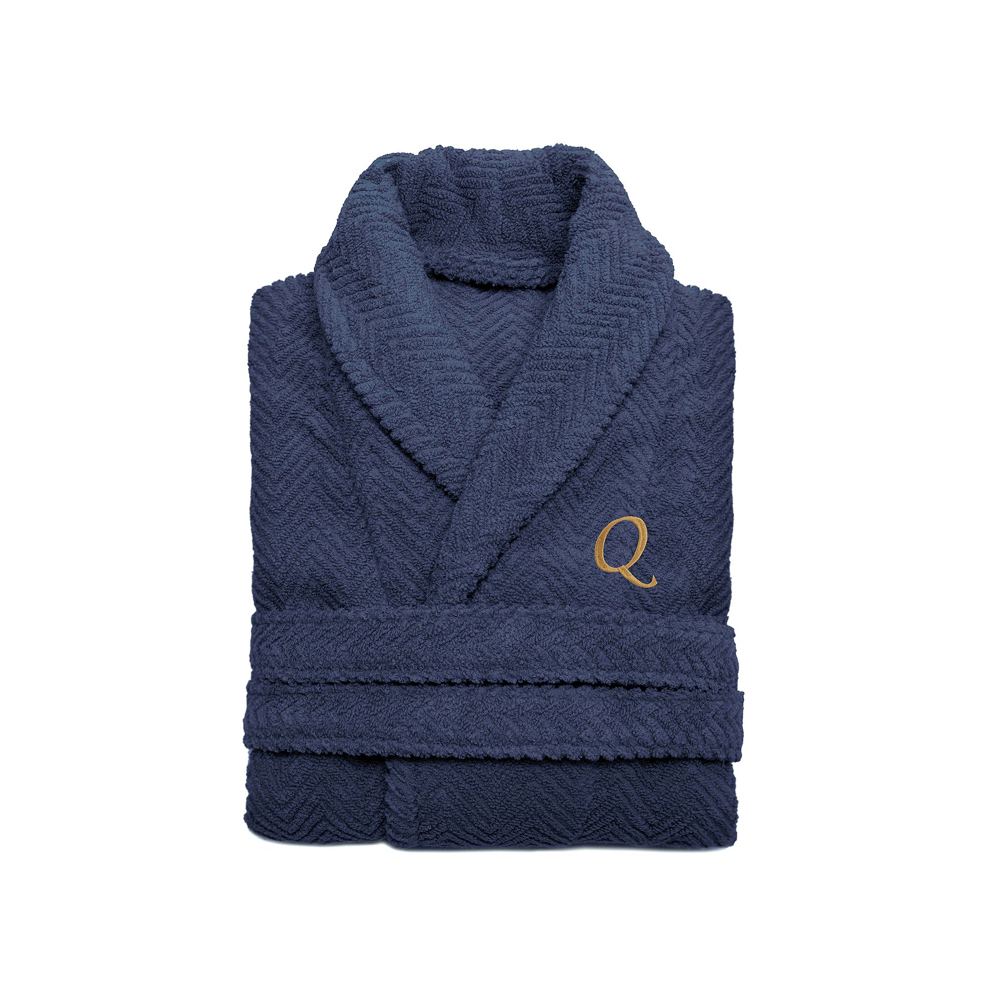 Linum Home Textiles Turkish Cotton Personalized Herringbone Weave Bathrobe,