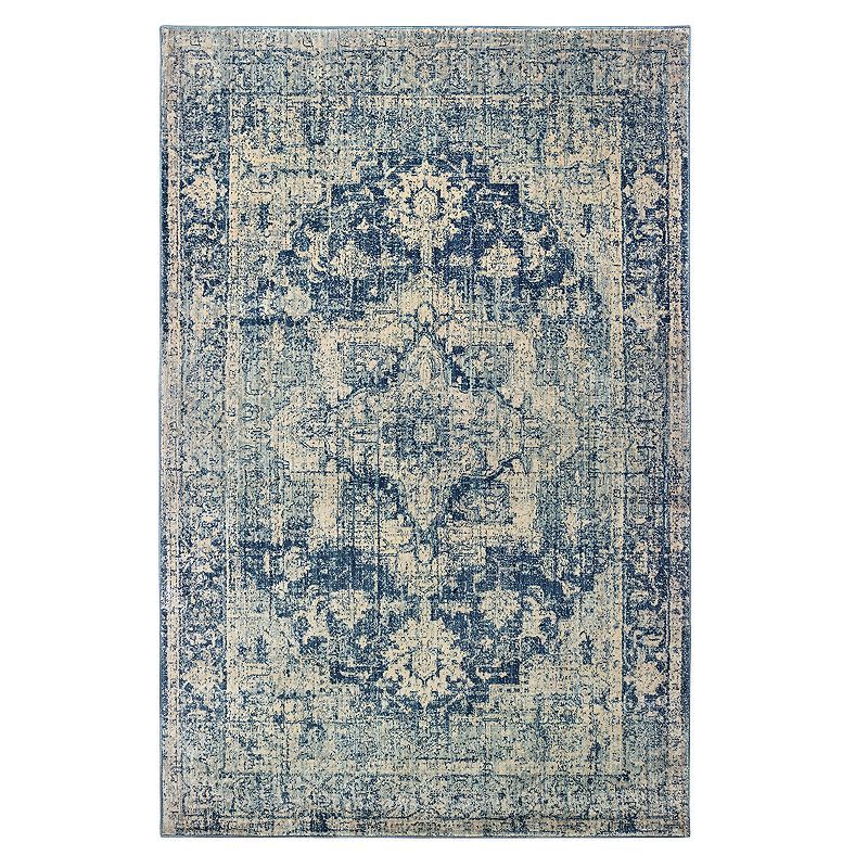 StyleHaven Perla Distressed Medallion Rug, White, 8X11 Ft