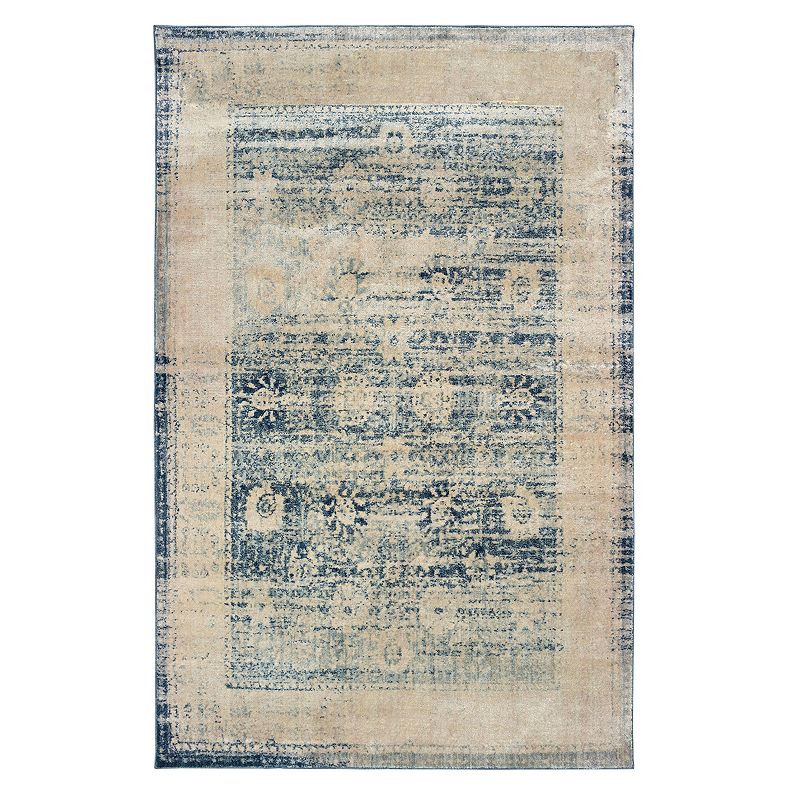 StyleHaven Perla Distressed Border Traditional Rug, White, 10X13 Ft