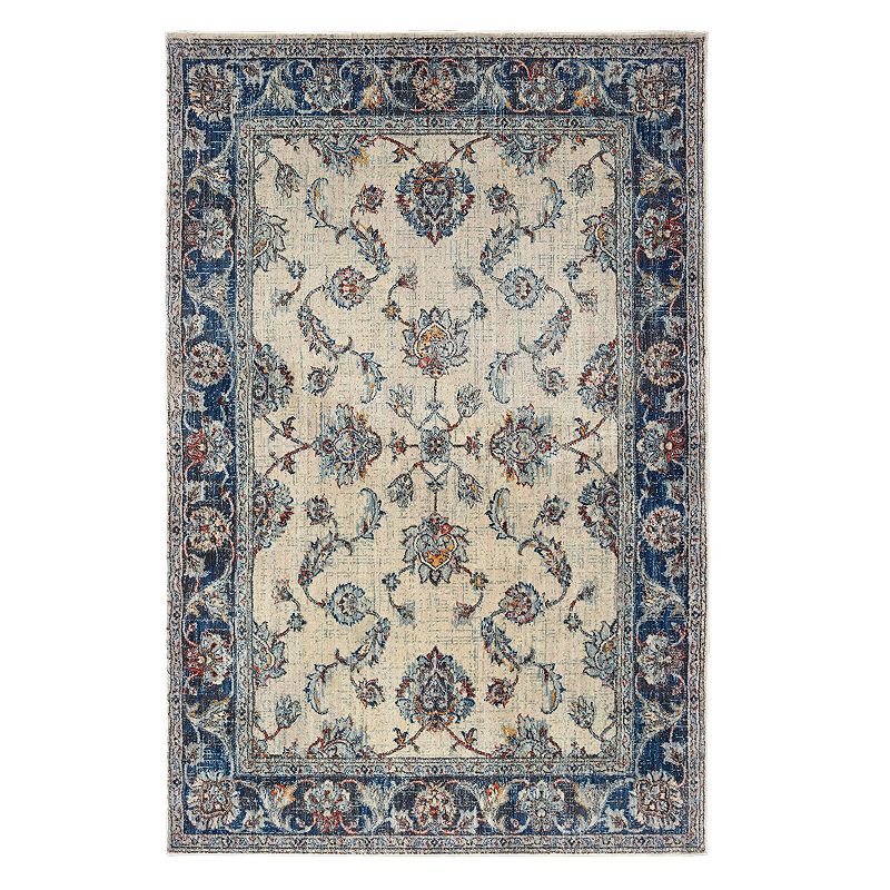 StyleHaven Perla Bordered Traditional Rug, White, 6.5X9.5 Ft