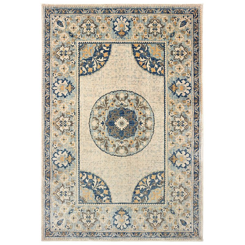 StyleHaven Perla Floral Medallion Rug, White, 5X7.5 Ft