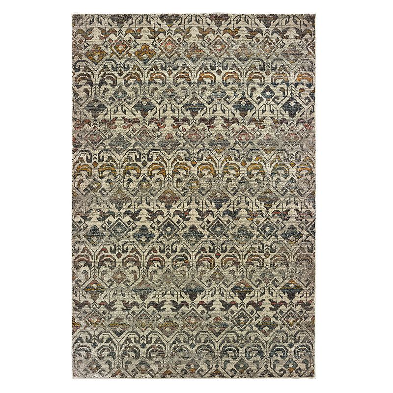 StyleHaven Marcus Distressed Traditional Rug, White, 5X7.5 Ft